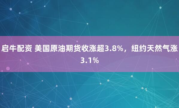 启牛配资 美国原油期货收涨超3.8%，纽约天然气涨3.1%